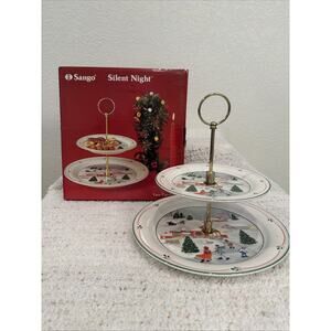 Sango 3600 "Silent Night" Two Tier Christmas Serving Tray Joan Luntz